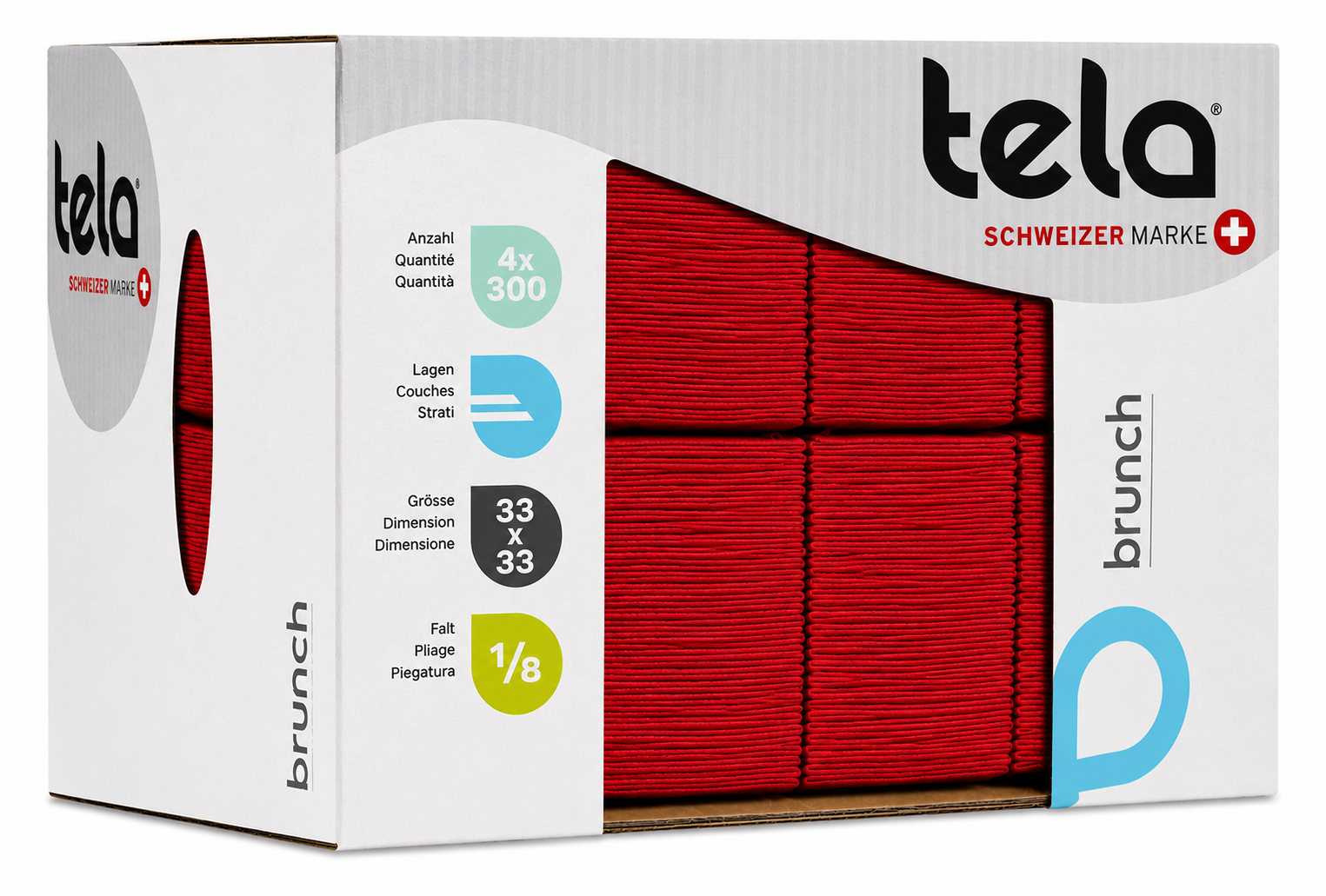 Tela Servietten Brunch 1/8 33x33cm rot