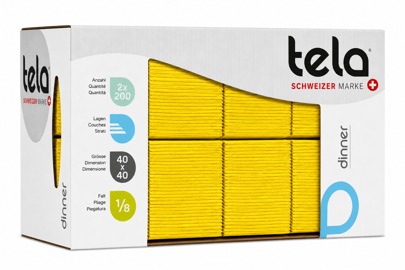 Tela Servietten Dinner 1/8 40x40cm gelb