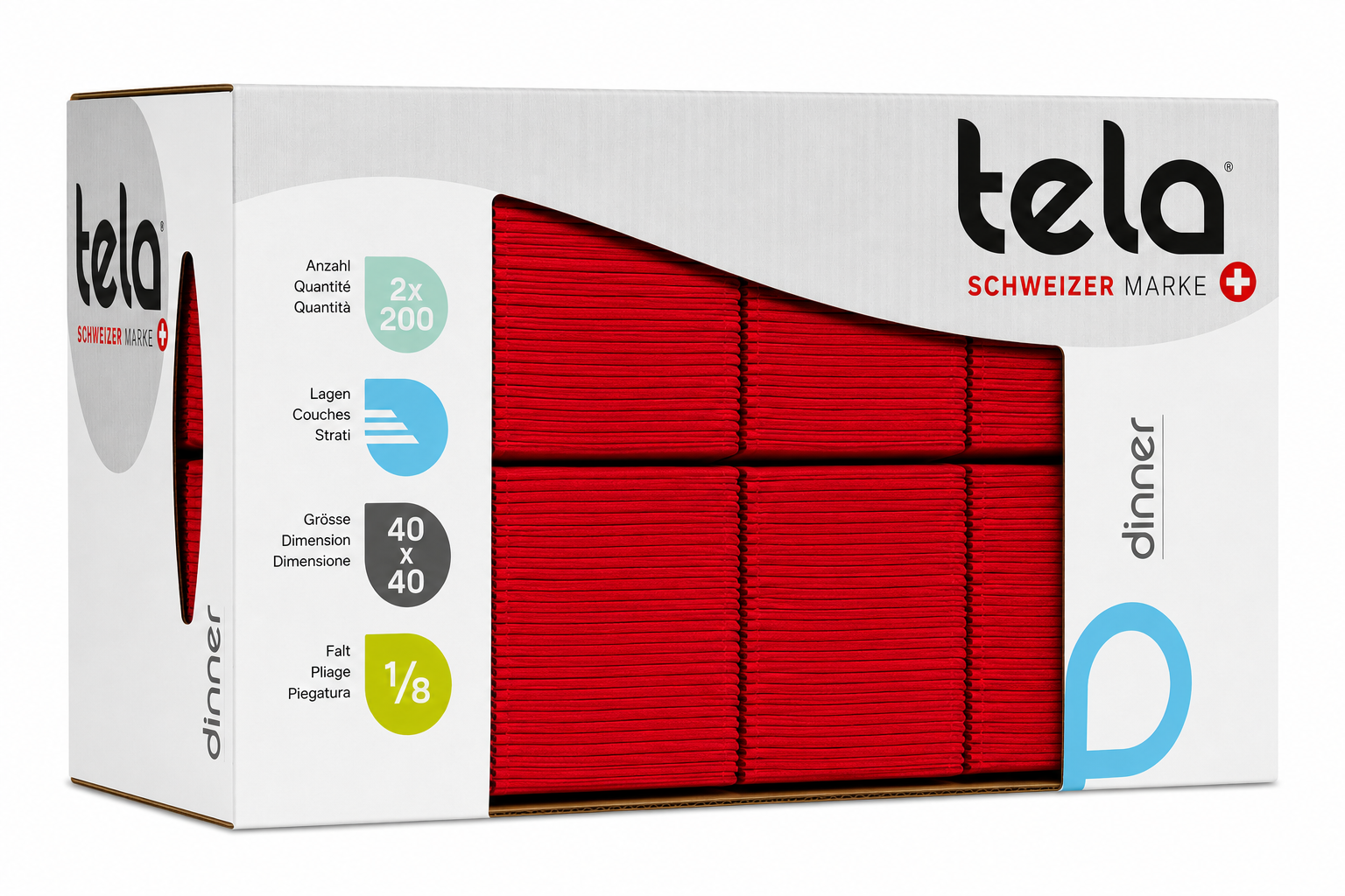 Tela Servietten Dinner 1/8 40x40cm rot