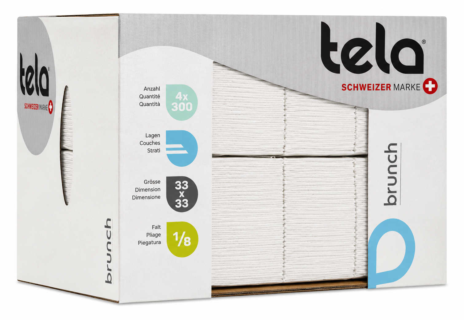 Tela Servietten Brunch 1/8 33x33cm weiss