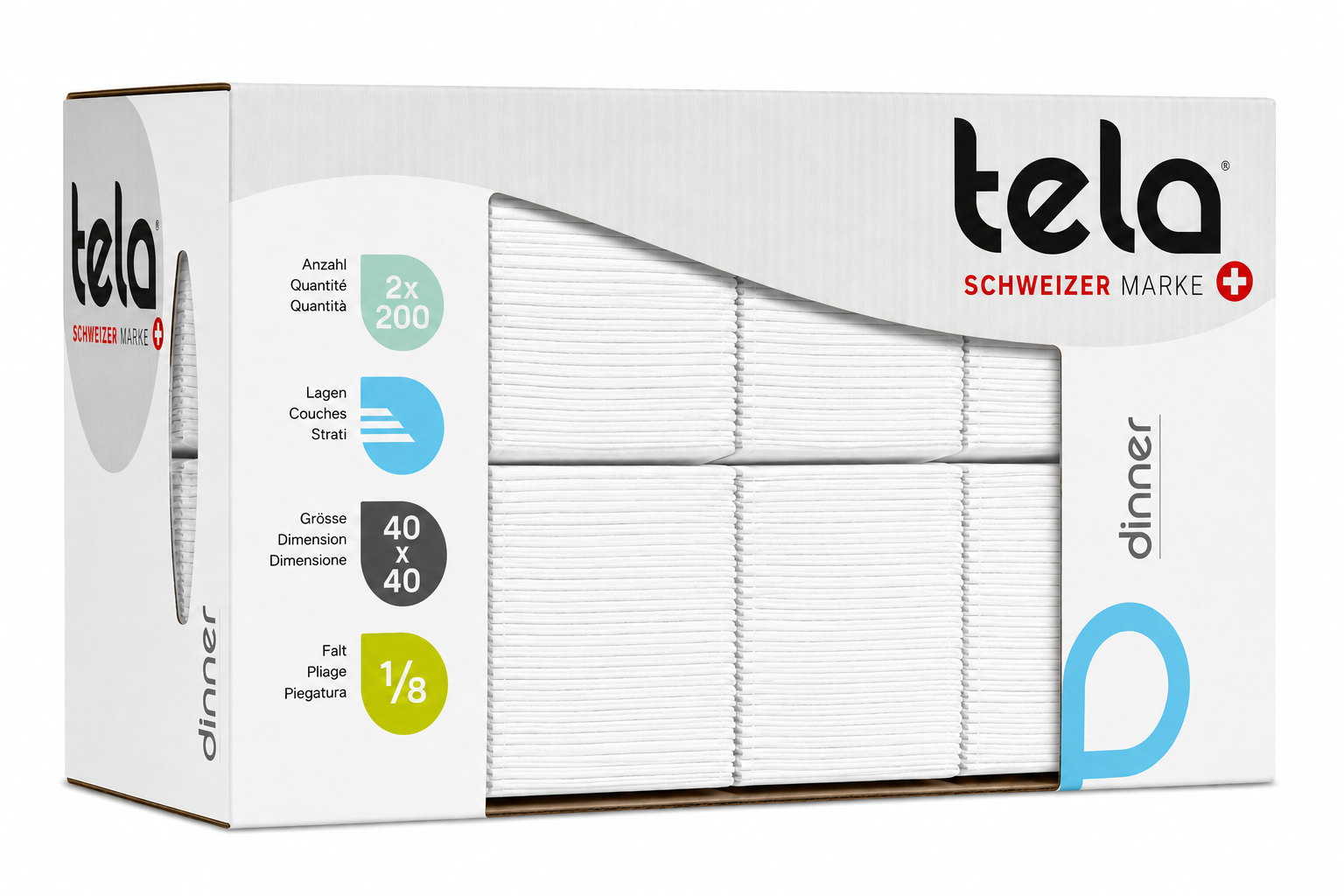Tela Servietten Dinner 1/8, 40x40cm weiss