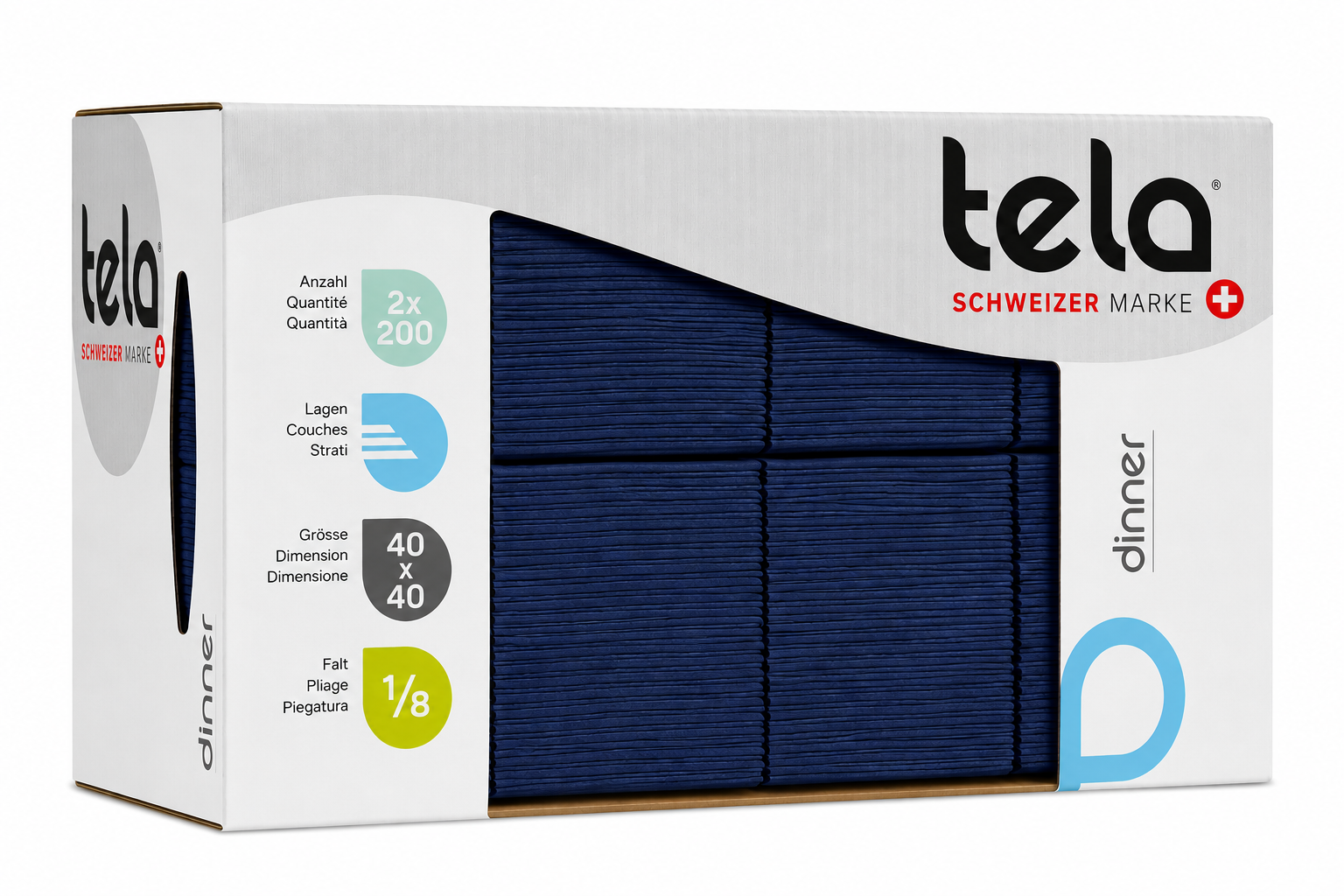 Tela Servietten Dinner 1/8 40x40cm blau